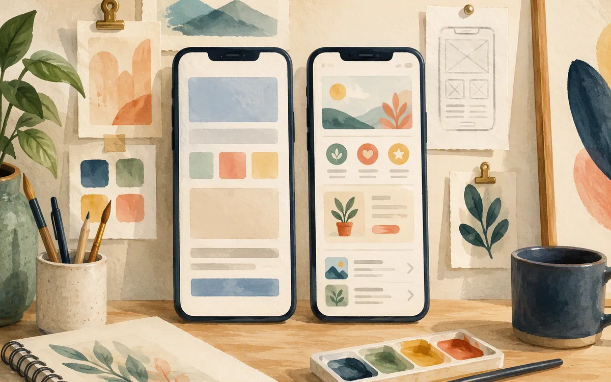 Two phone outlines, one generic and one detailed