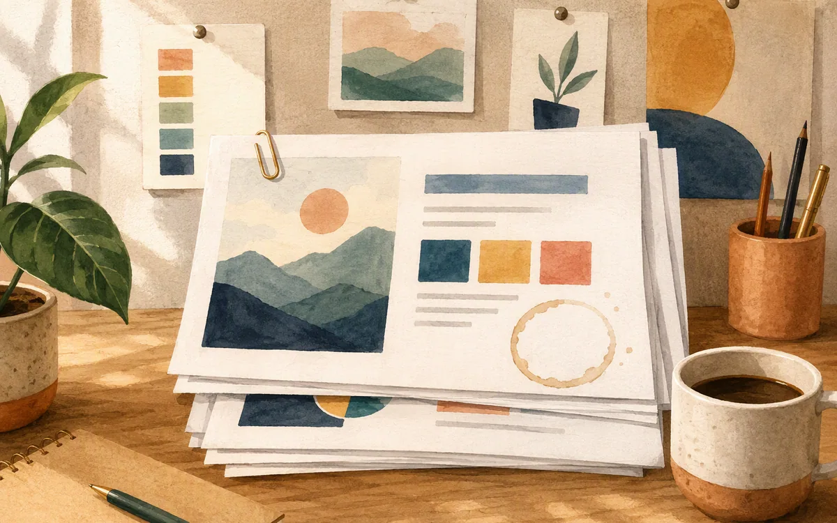 Stack of slides with a paperclip and coffee ring