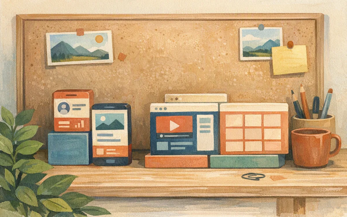 Building blocks of different shapes representing phone and desktop layouts