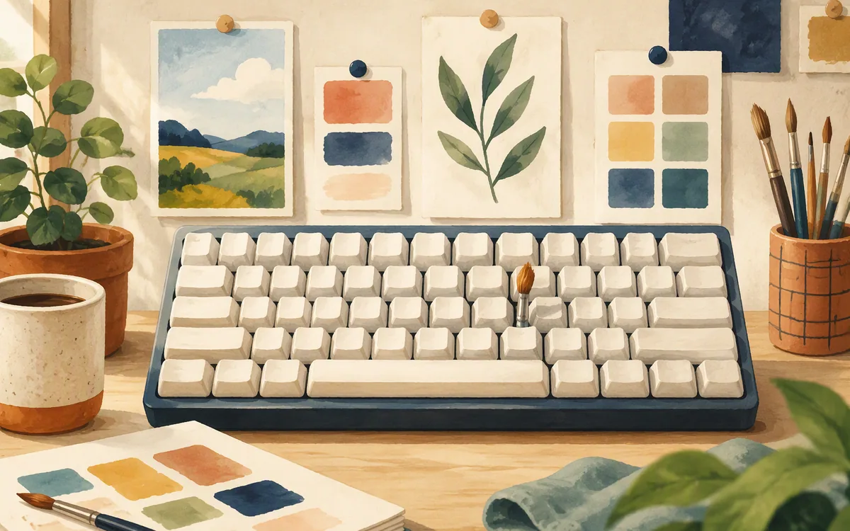 Keyboard with a paintbrush replacing one key