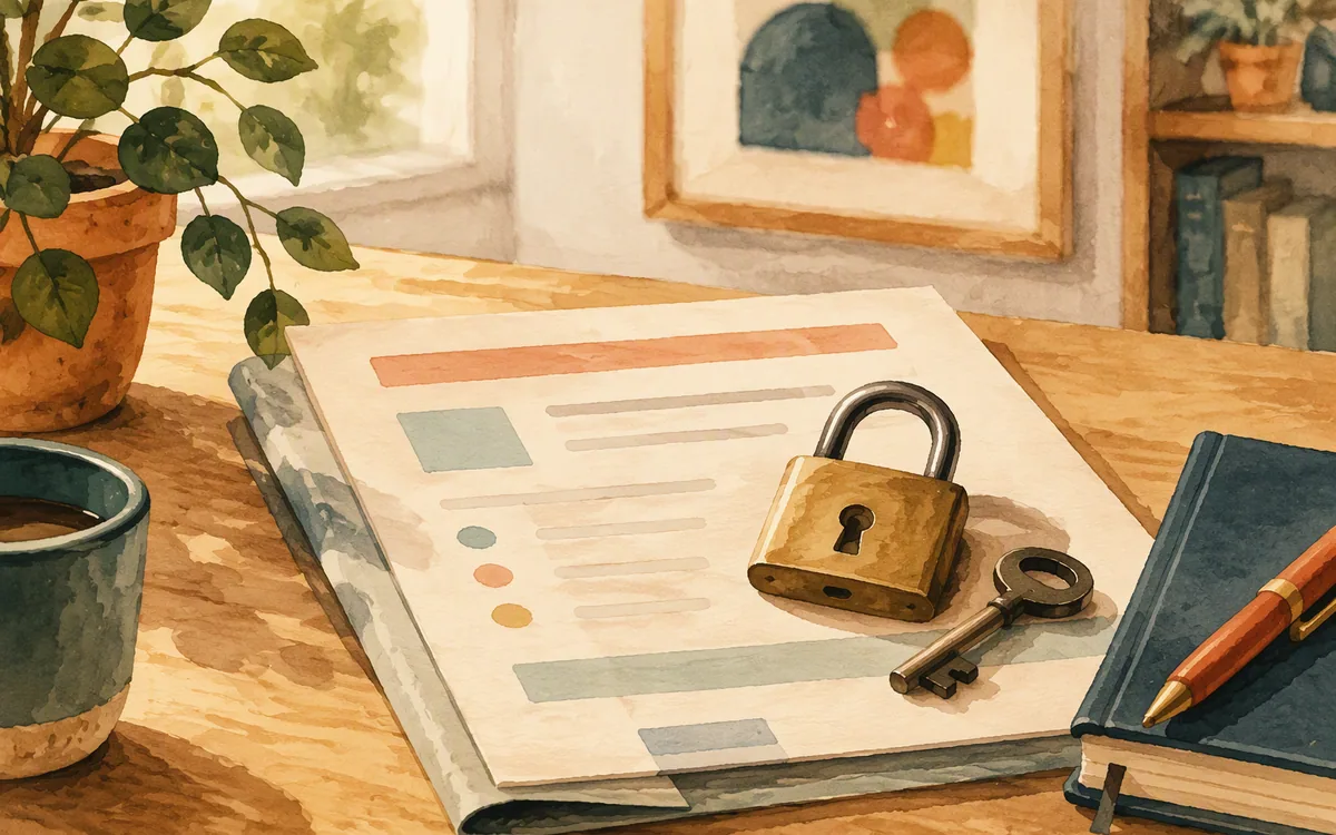 Key and lock on a folded paper form