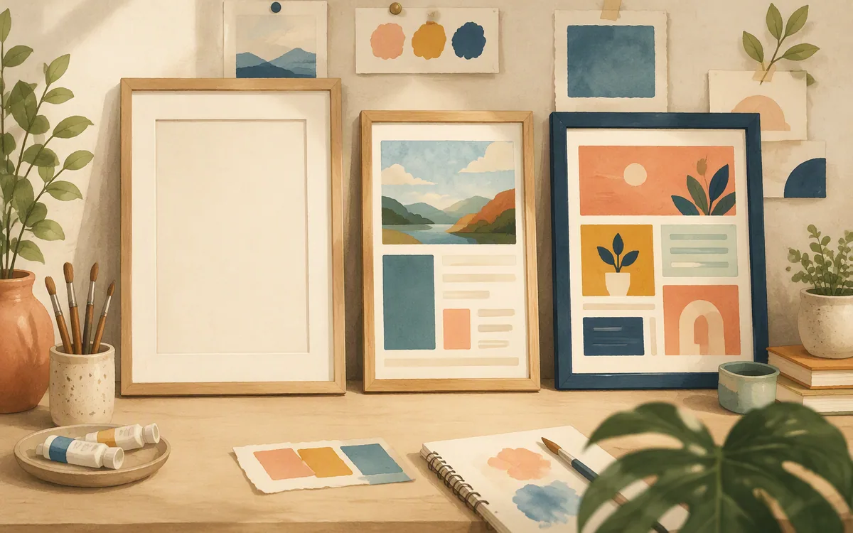 Picture frames in different fill states