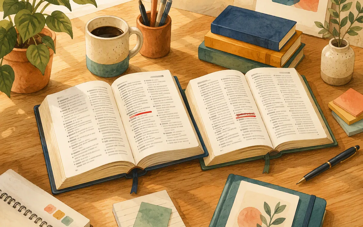 Two dictionaries open side by side, one term matching and one term with no equivalent