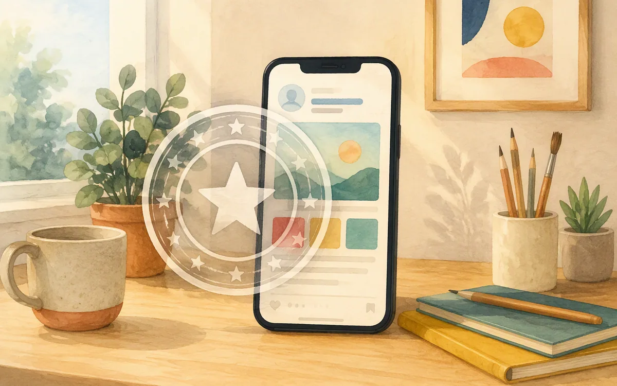 Mobile screen mockup partly obscured by a watermark stamp