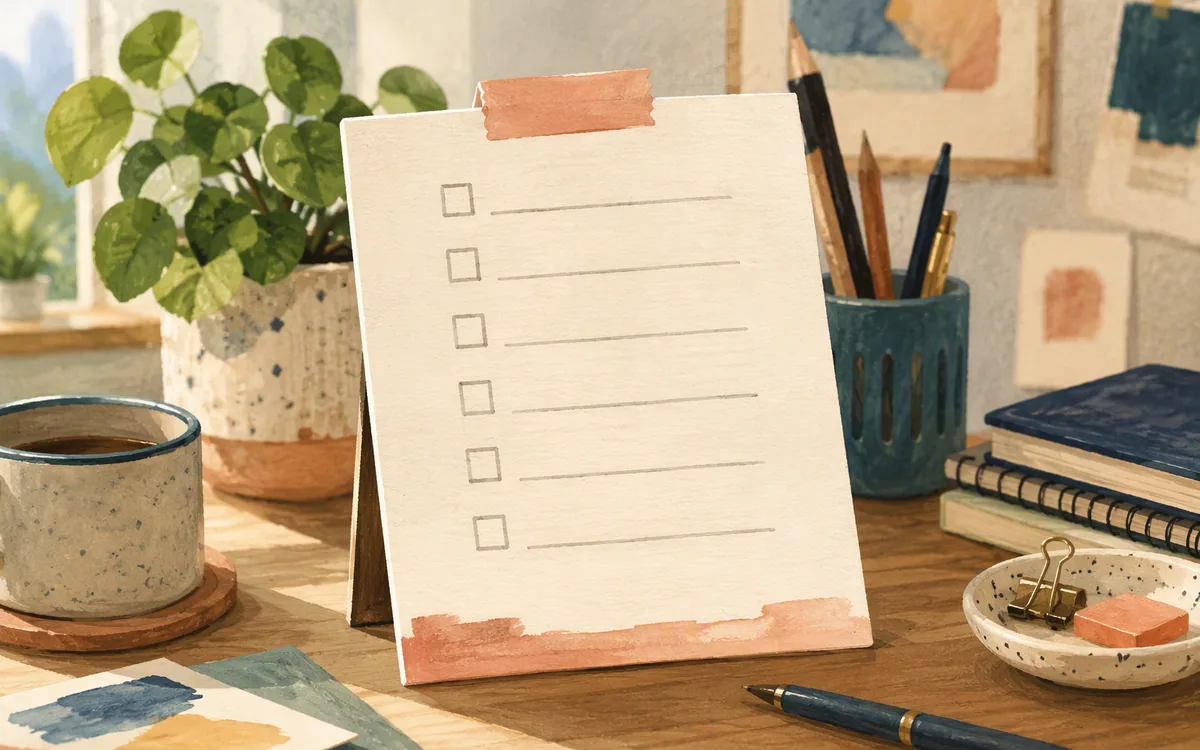 Blank checklist card on a desk