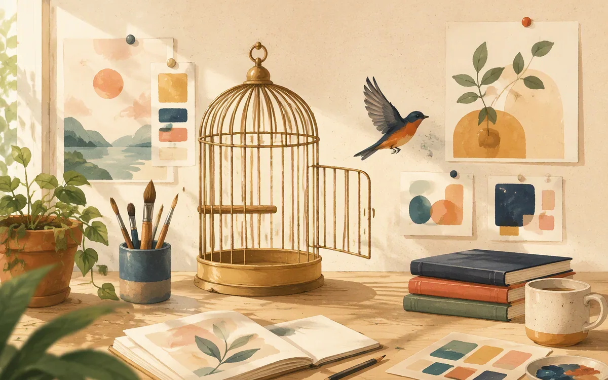 An open birdcage with an unlatched door