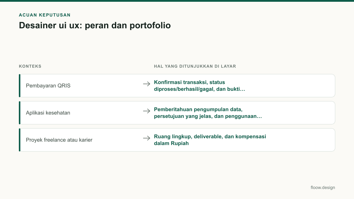 Tabel acuan keputusan desainer ui ux untuk tim Indonesia