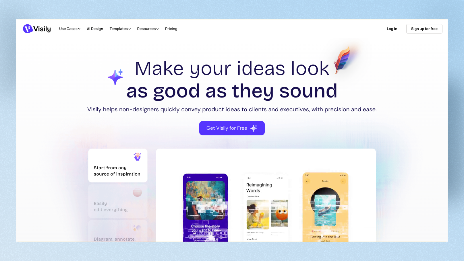Visily collaborative wireframe canvas showing Wandr app screens with PM comments