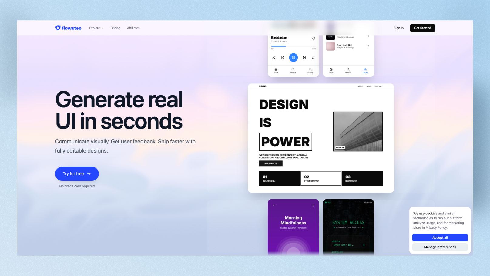 Flowstep multi-screen flow canvas showing connected Verdé app screens with Figma export option