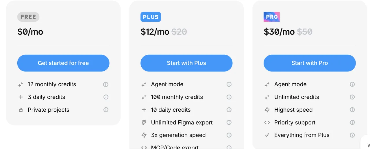 Banani pricing plans and the credits included on each tier