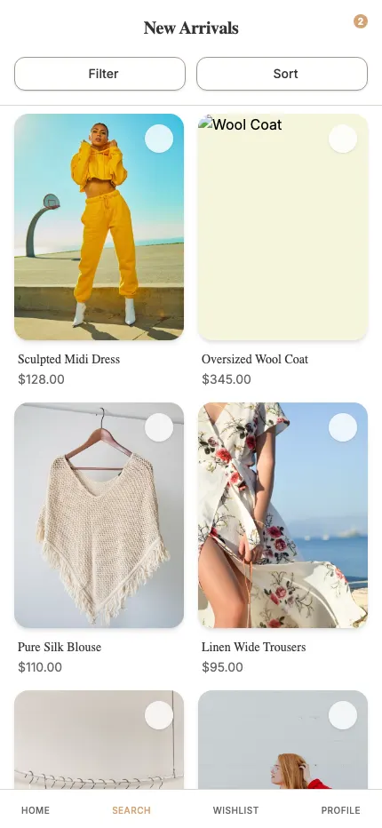 Product Listing Screen