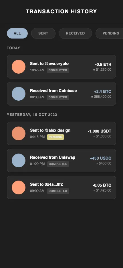 Transaction History
